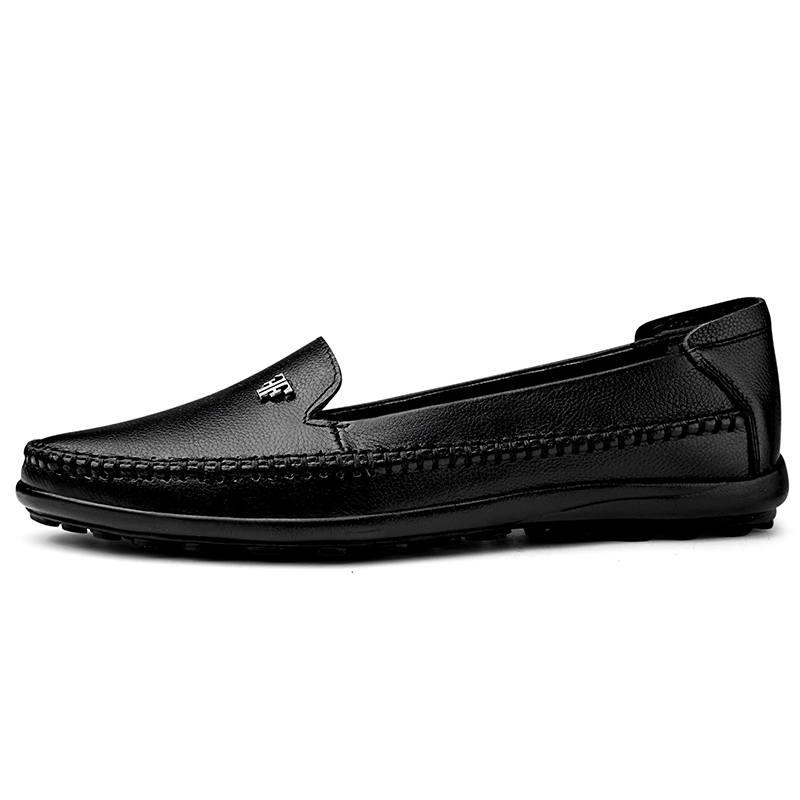 DAOTUSEN Top Grain Cow Leather Casual Shoes Men's Black