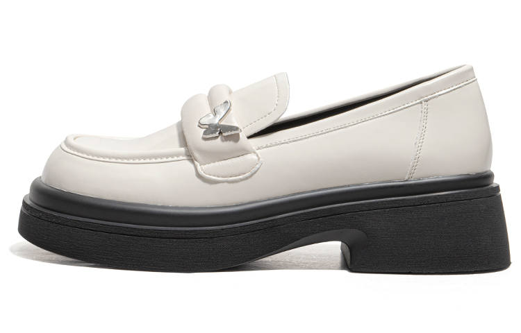 La Chapelle Pu Loafers 4cm Women's Beige