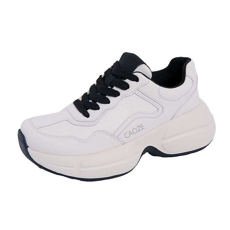 CAOZE Cow Split Leather Fashion Trend Low top Chunky Sneakers Women's
