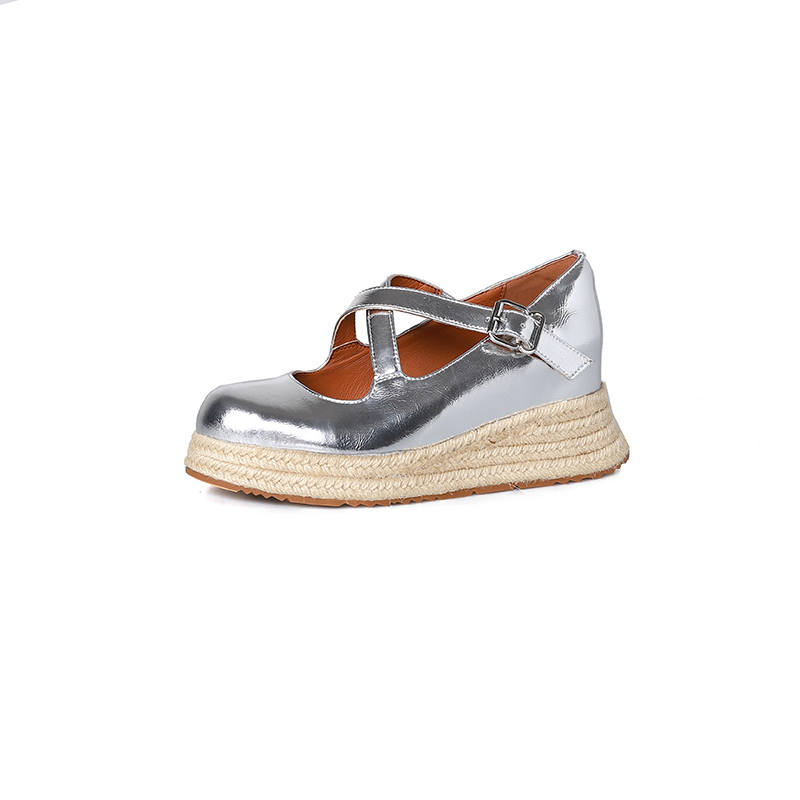 GERUIDIOU Platform Mary Jane Shoes Women's Silver