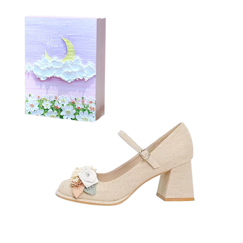 ANGEL BOY Chunky Heel Mary Jane Shoes Women's Champagne Gold