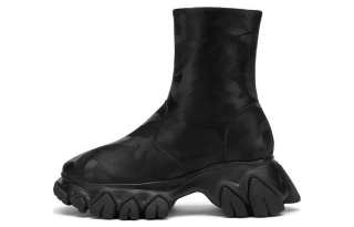 ANGEL CHEN Top Grain Cow Leather Ankle Boots Women's Black