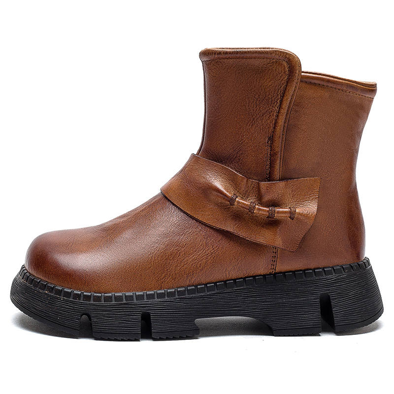JIEZHOU Top Grain Cow Leather Ankle Boots 4cm Women's