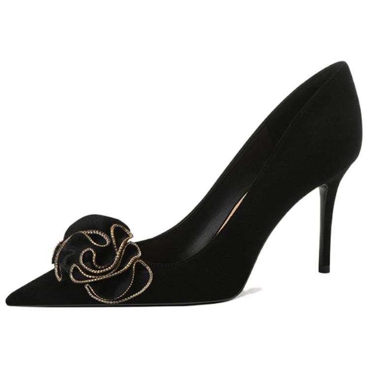 RoseDoris Suede Slim Heel High Heels 8cm Women's Black