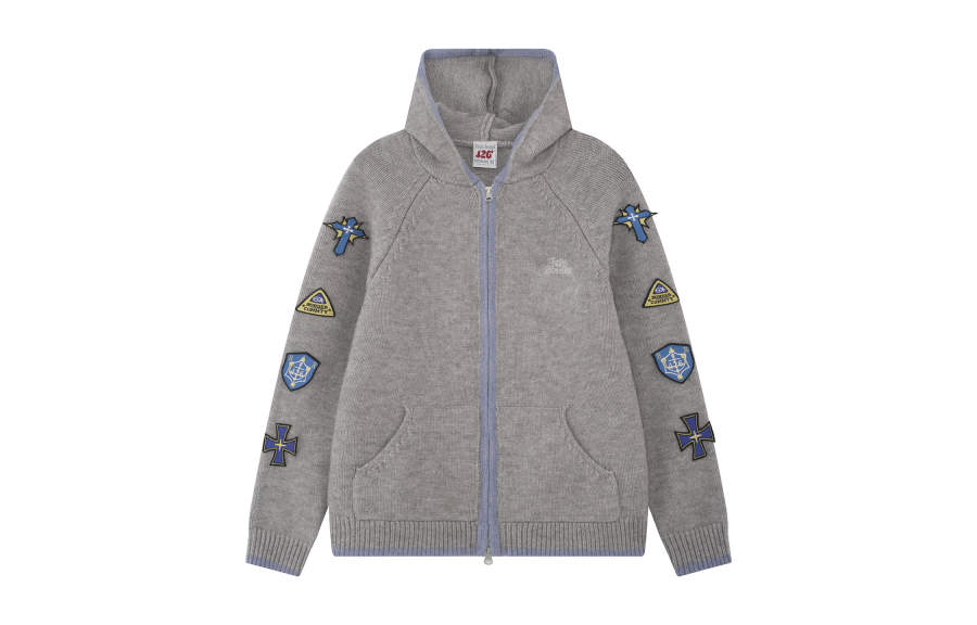 F426 Knitwear Unisex Gray Hooded Moderate Cardigan