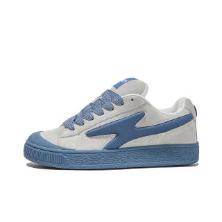 DILPI Suede, Textile Slip Resistant Abrasion Resistant Low top Skateboard Shoes Unisex Gray Blue