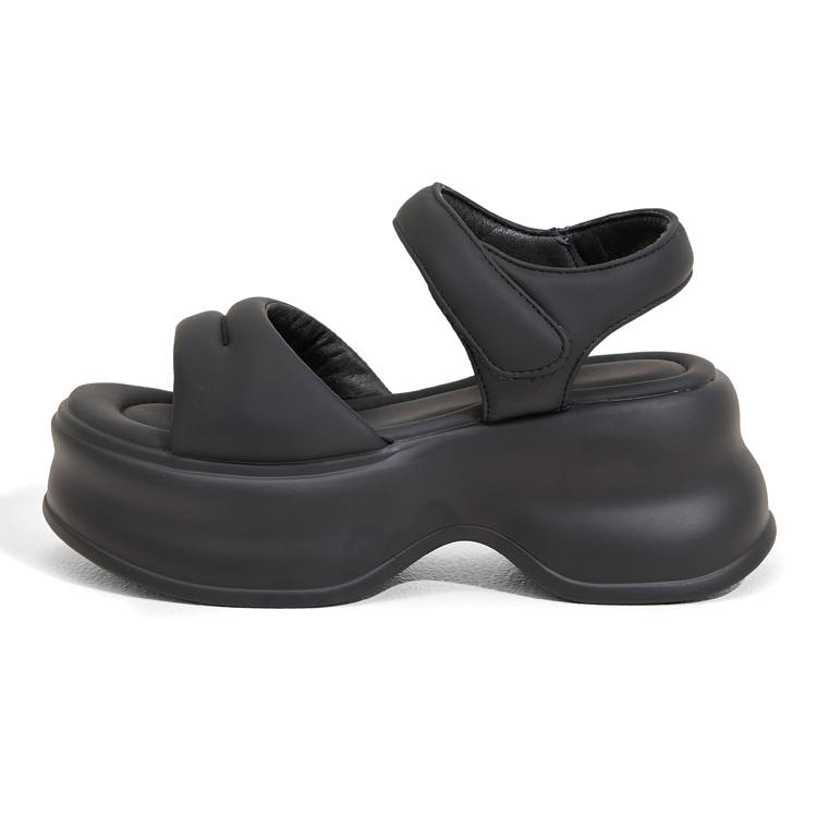 MILANLIANGE Microfiber Leather One Strap Sandals 8cm Women's Black