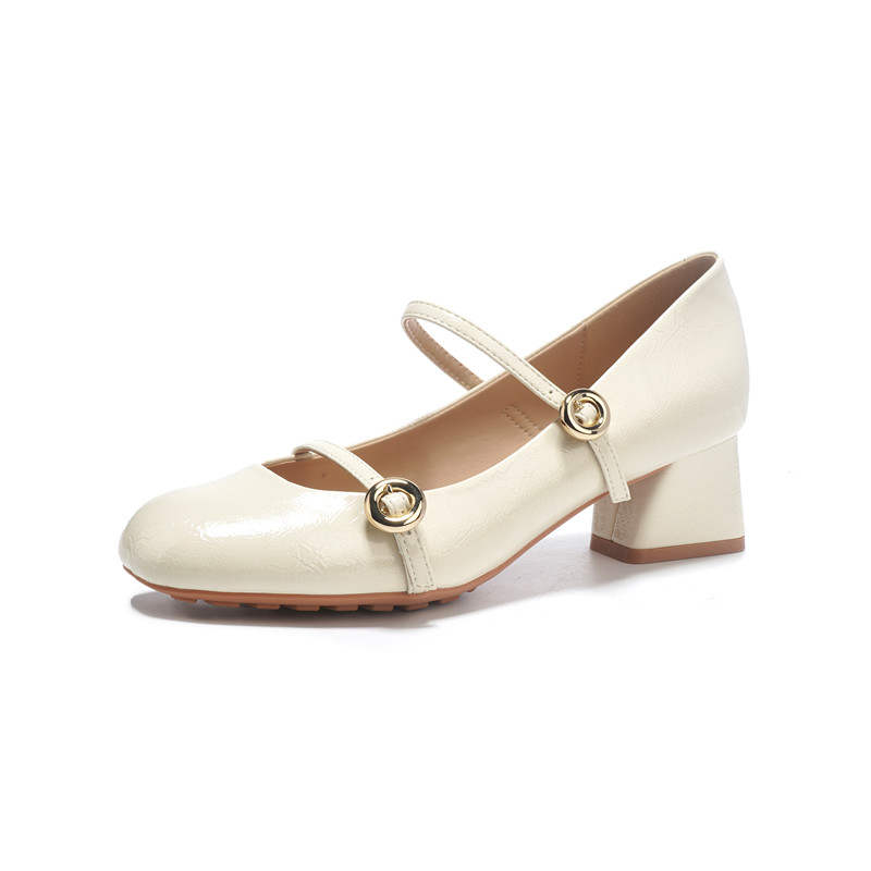 TATAYA Microfiber Leather Chunky Heel Mary Jane Shoes Women's