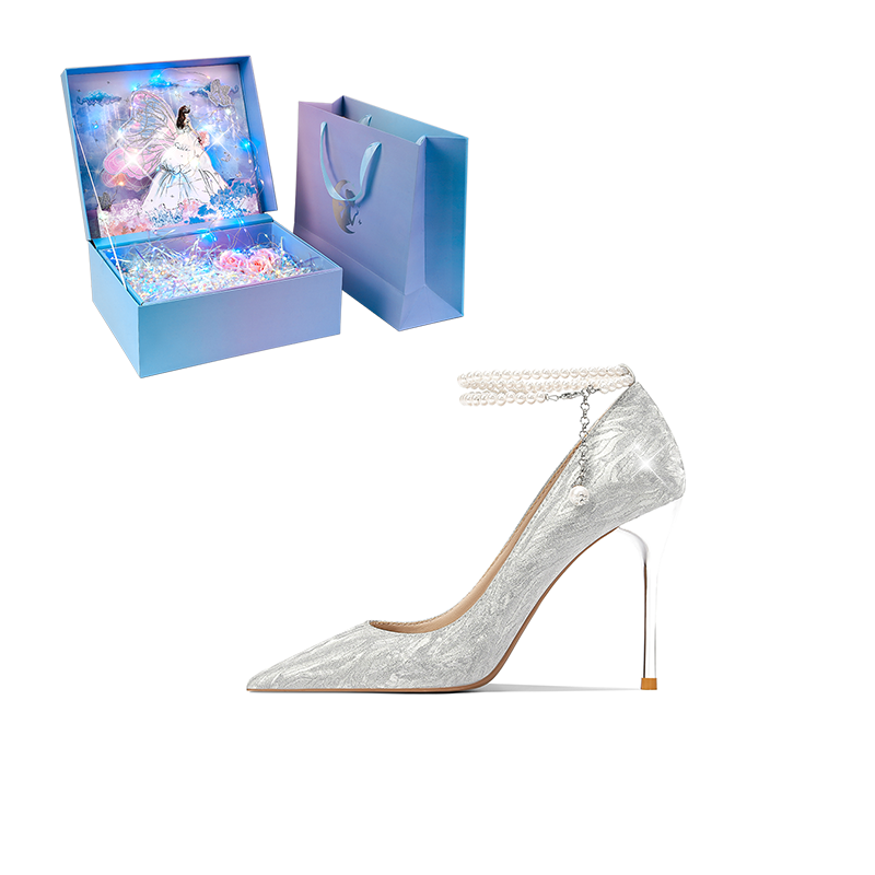 WUGUNIANG Multicolor Charming Slim Heel High Heels Women's Starlight Silver
