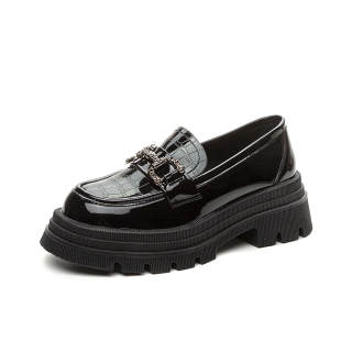 NORTHMORE Sequined Leather Loafers 5.5cm Women's Bright Black