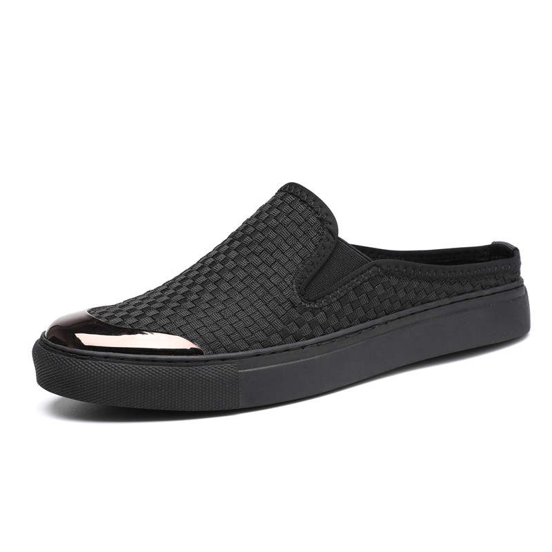 SENJIALUO Rubber Sole Slip Resistant Closed Toe Slippers Men's Black