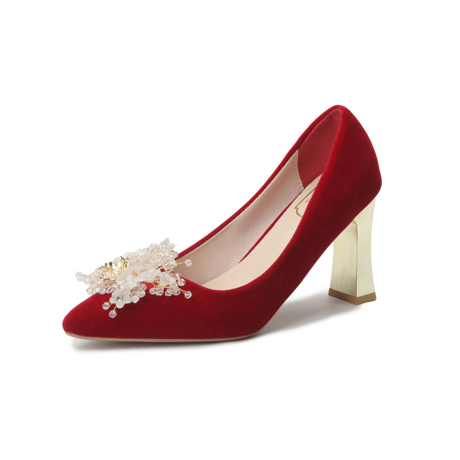 AFJI Suede Chunky Heel High Heels Women's