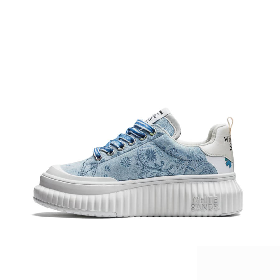 WHITE SANDS Microfiber Leather Low top Skateboard Shoes Men's Blue