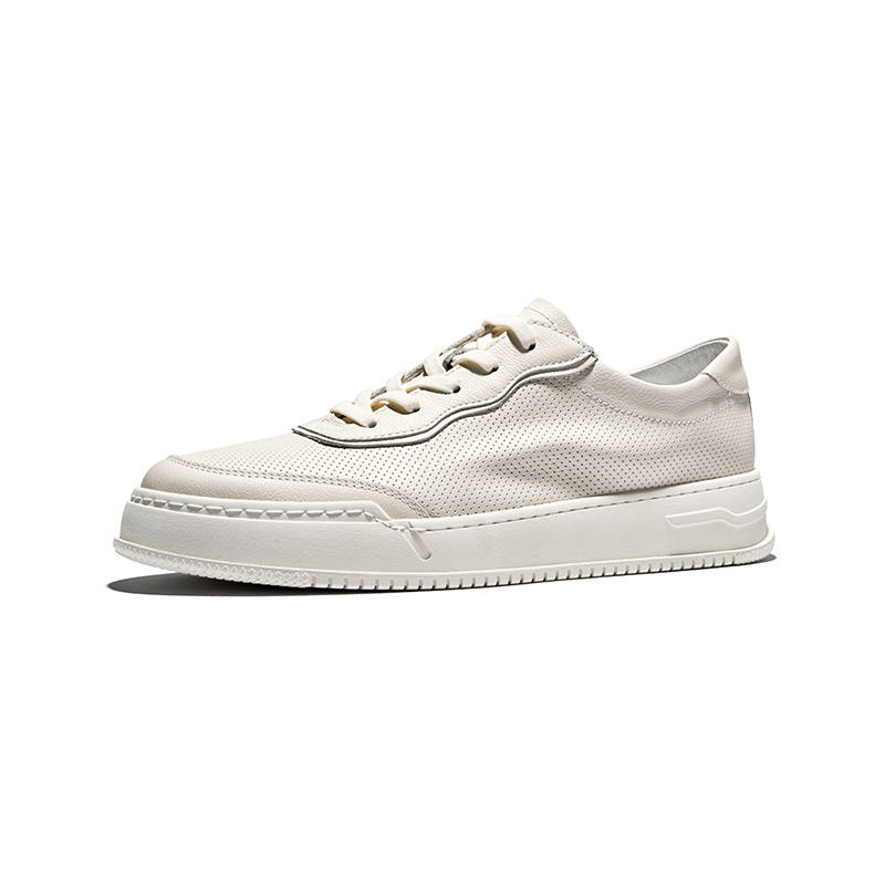 Hautton Jeans Top Grain Cow Leather Stylish Skateboarding Shoes Men's White