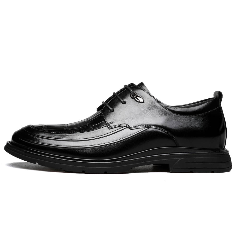 FAPAI Casual Leather Shoes Men's Low Top Black