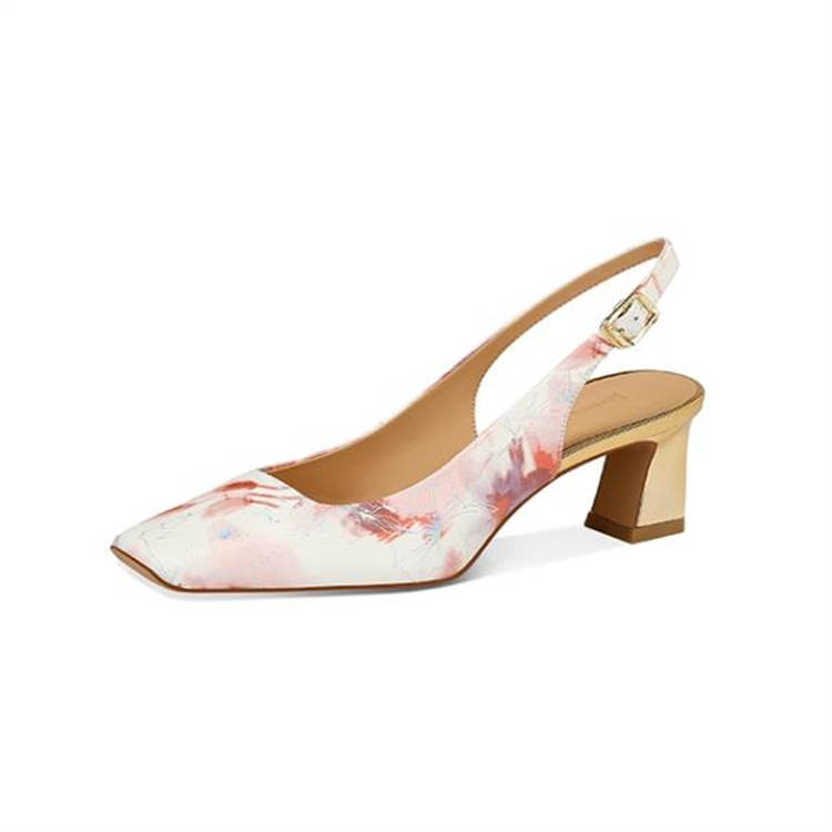 JESSICA SOPHIA Cow Leather Chunky Heel High Heels 5CM Women's