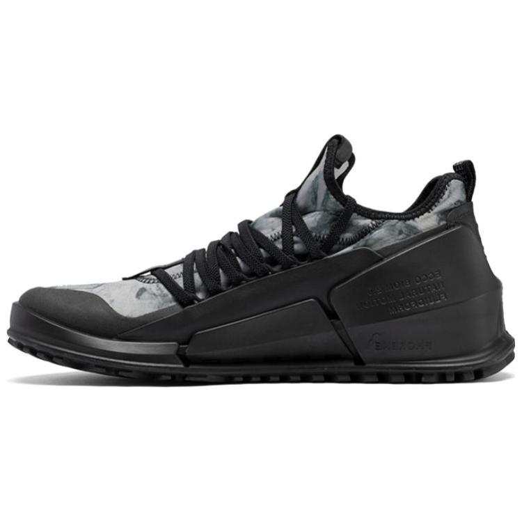 Ecco Striding 2.0 Series Leather Breathable Low top Sports Casual Shoes Men's Black Gray