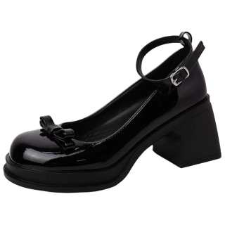 LXVB Chunky Heel High Heels 6CM Women's Black