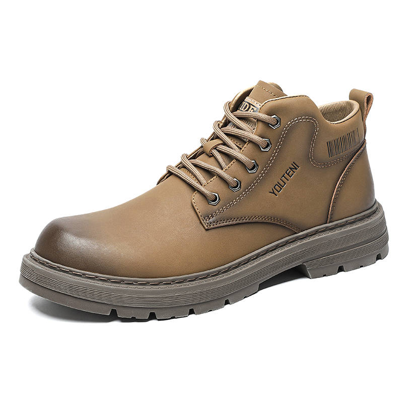KACHILANG KACHILANG Cow Split Leather Short Combat Boots Men's