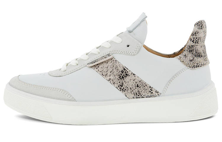 Ecco Street Tray Leather Stylish Skateboarding Shoes Women's White