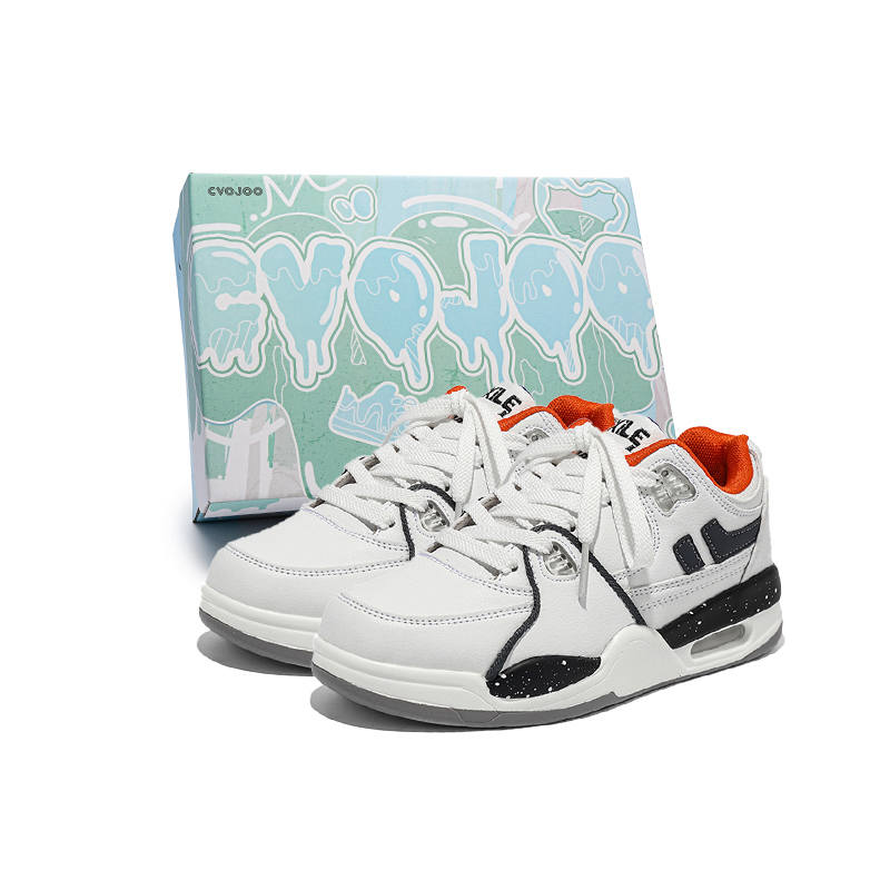 CVOJOO Gift Box Set Abrasion Resistant Low top Skateboard Shoes Unisex Black Orange