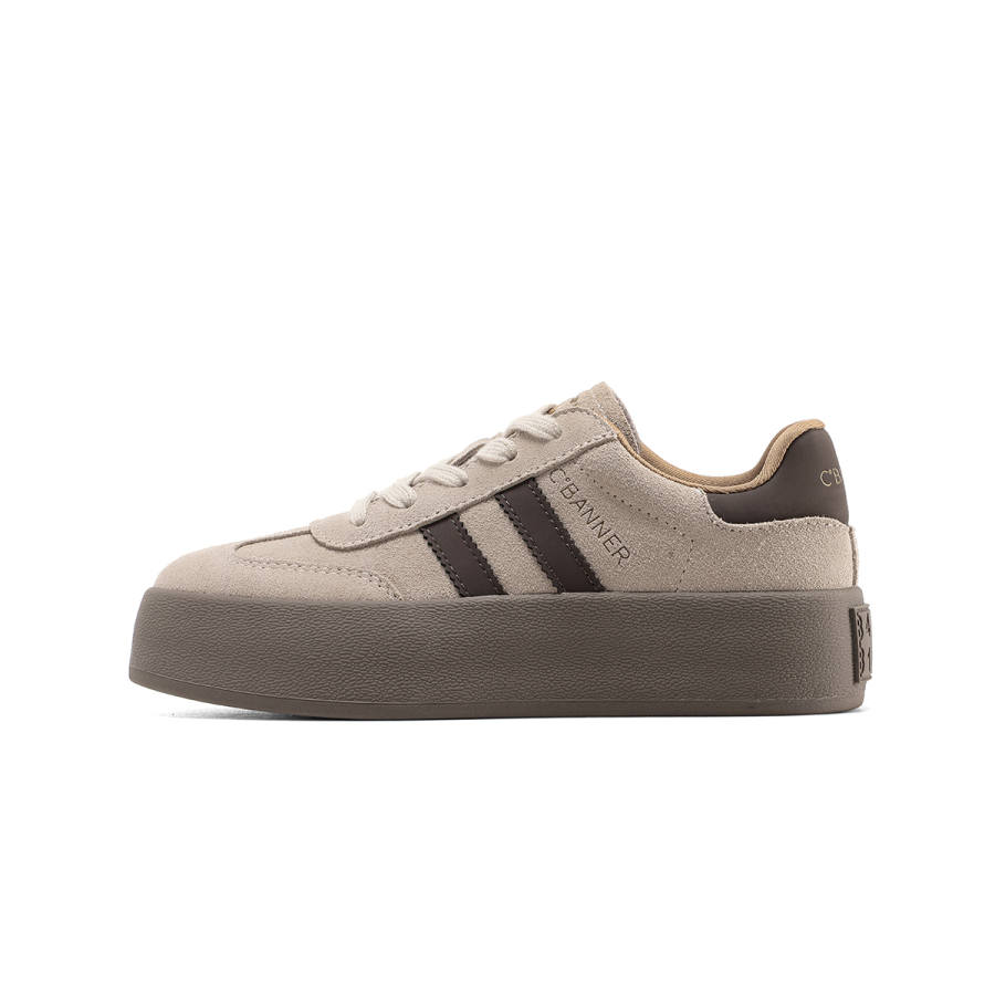 C°BANNER Cow Split Leather Abrasion Resistant Abrasion Resistant Low top Skateboard Shoes Women's Apricot