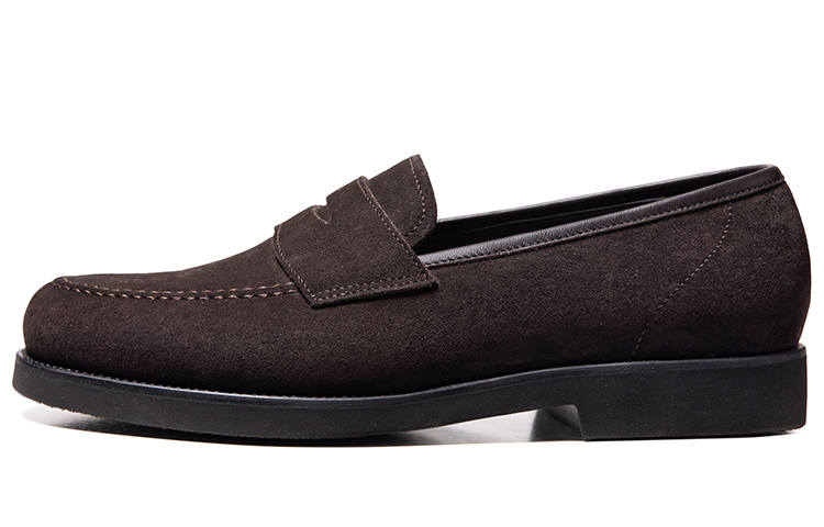THOM WILLS British Business Suede Slip on Casual Shoes Men's Dark Coffee