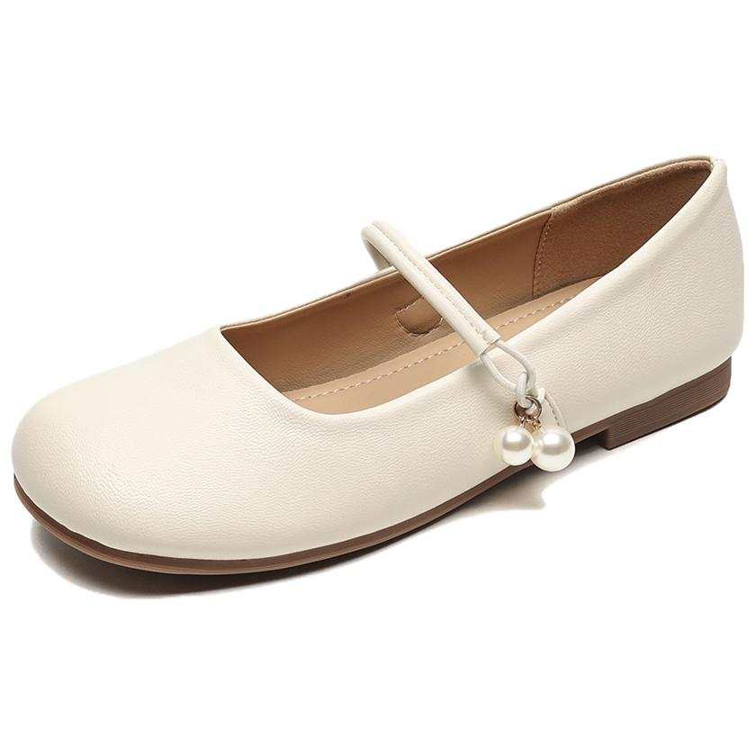 WEISHIBANGWEI Microfiber Leather Mary Jane Shoes Women's Apricot