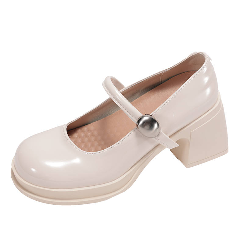 YIYIQIN Microfiber Leather Chunky Heel Mary Jane Shoes Women's