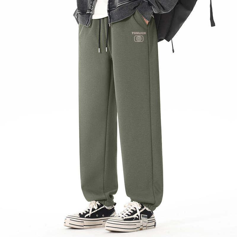 Tonlion Casual Pants Unisex Thickened And Fleece Lined Cuffed Pants