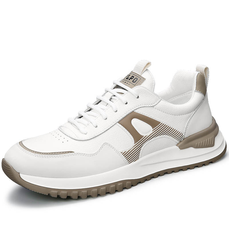 FULIBAOLUO Top Grain Cow Leather Breathable Low top Casual Shoes Men's