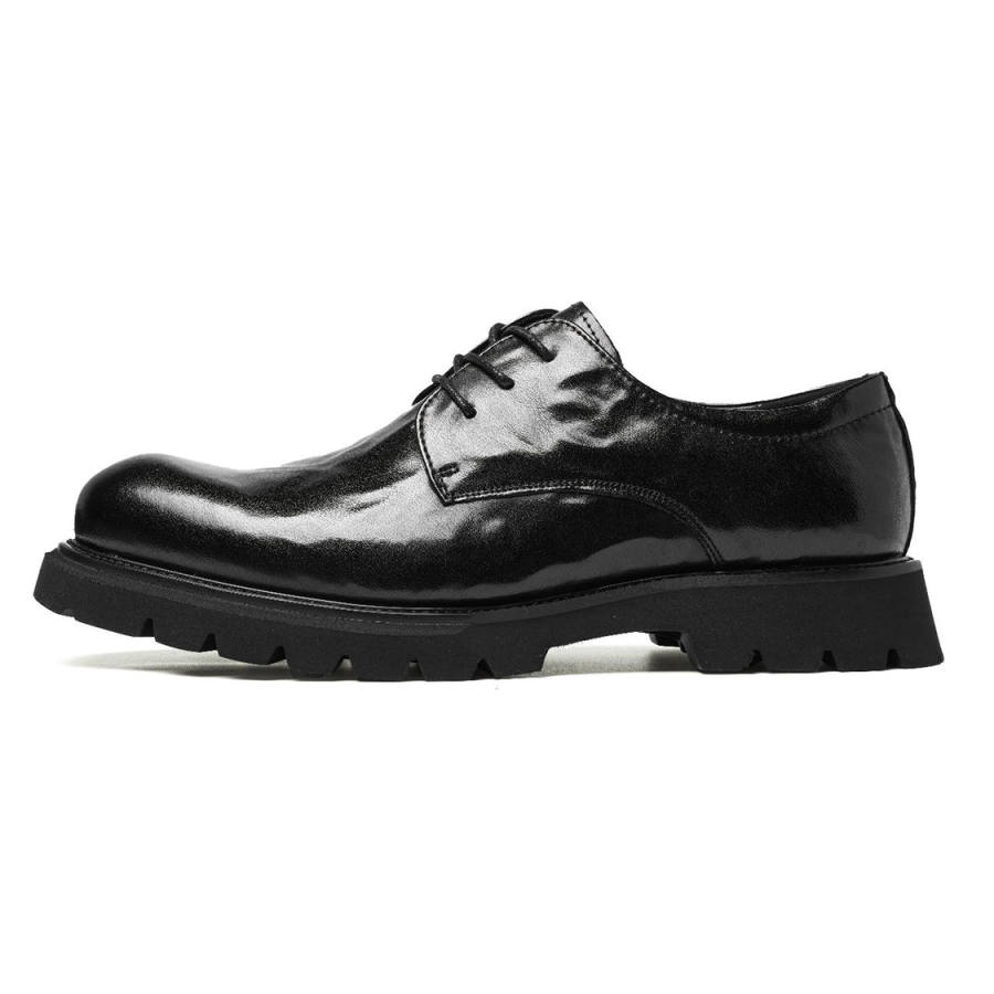 HUITE Casual Leather Shoes Men's Low Top Black