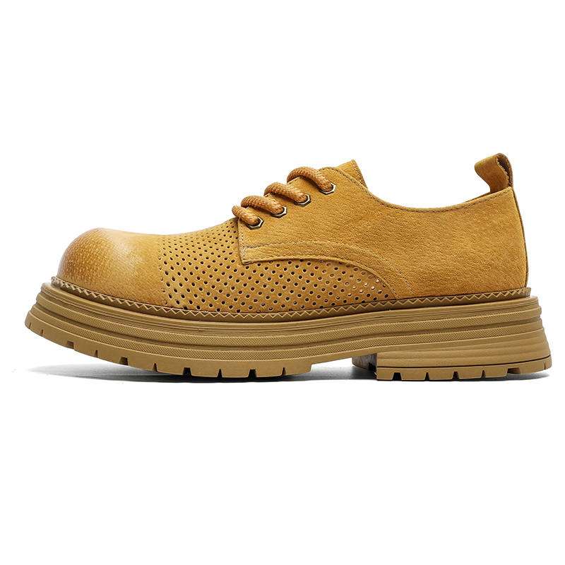 CHILANG Microfiber Leather Height Increasing Height Increasing Low top Casual Shoes Men's Yellow
