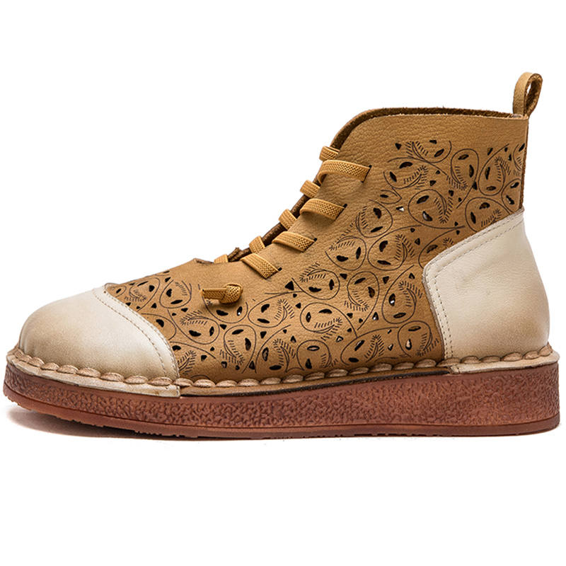 JIEZHOU Top Grain Cow Leather Ankle Boots Women's