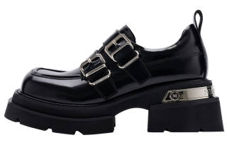 CINDY C ERIC Top Grain Cow Leather Casual Shoes 4.5cm Women's Black