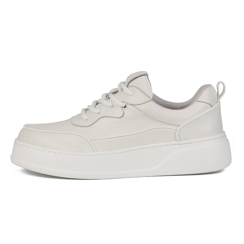 TAIDIAN Top Grain Cow Leather Slip Resistant Slip Resistant Low top Skateboard Shoes Men's White