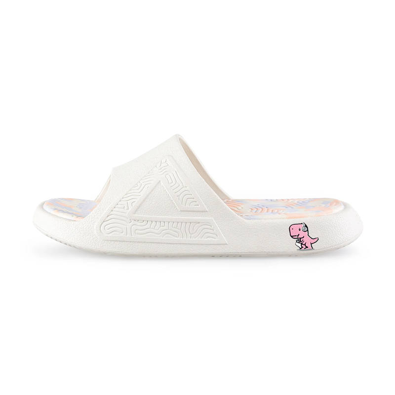 PEAK Tai Ji1.0 Dinosaur EVA Slip Resistant Abrasion Resistant Odor Resistant Slippers Unisex Canvas White