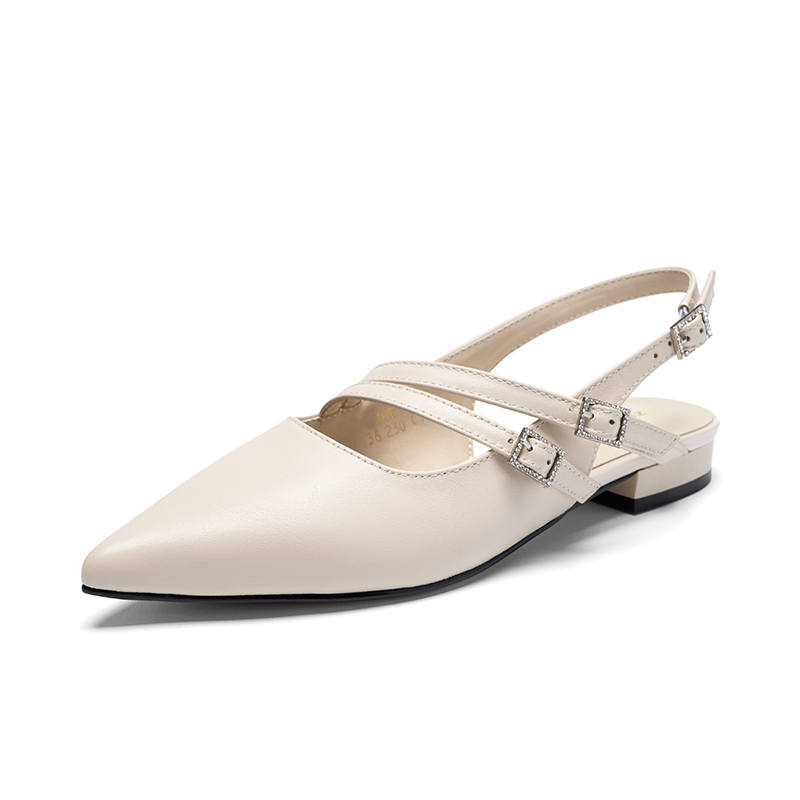 ZHR Top Grain Cow Leather One Strap Sandals 2cm Women's