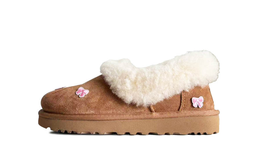 UGG CLASSIC MINI Bowknot Top Grain Cow Leather Thermal Abrasion Resistant Slip Resistant