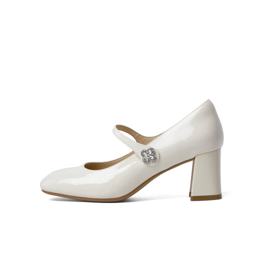 PT'SON Patent Leather Mary Jane Shoes 6CM Women's