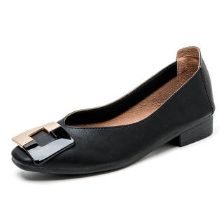 JIUXINGDAO Cow Leather Block Heel High Heels Women's