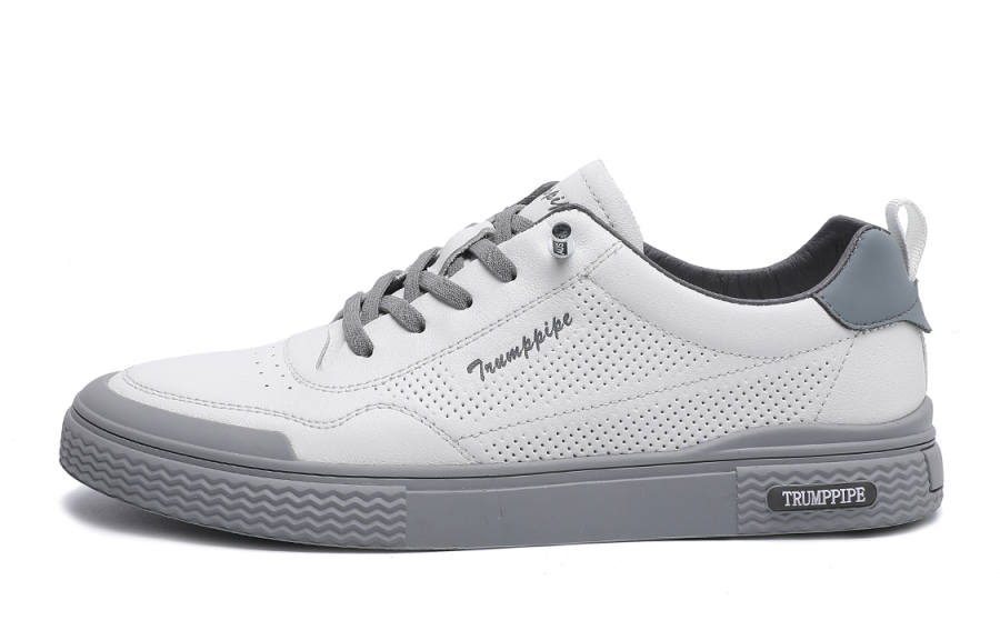 TRUMPPIPE Top Grain Cow Leather Low top Skateboard Shoes Men's Gray