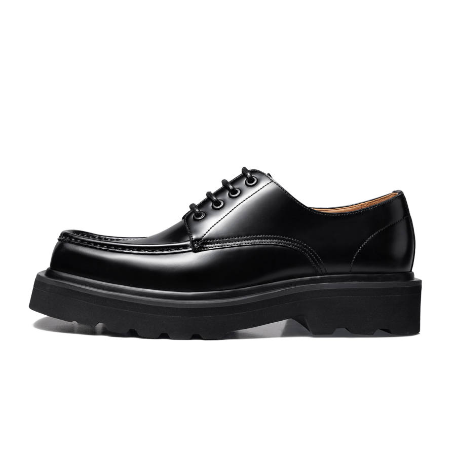 THOM WILLS Trendy Versatile Classic Round Toe Derby Shoes Old Money Style Casual Shoes, Approx. 4.5cm Men's Black