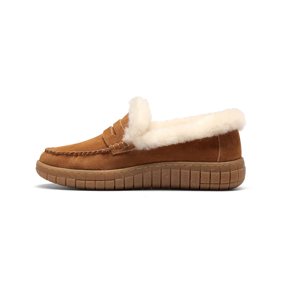 GOLDLION Fashionable And Versatile Fleece Lined Thermal Comfortable, Fluffy Loafers Snow Boots Women's