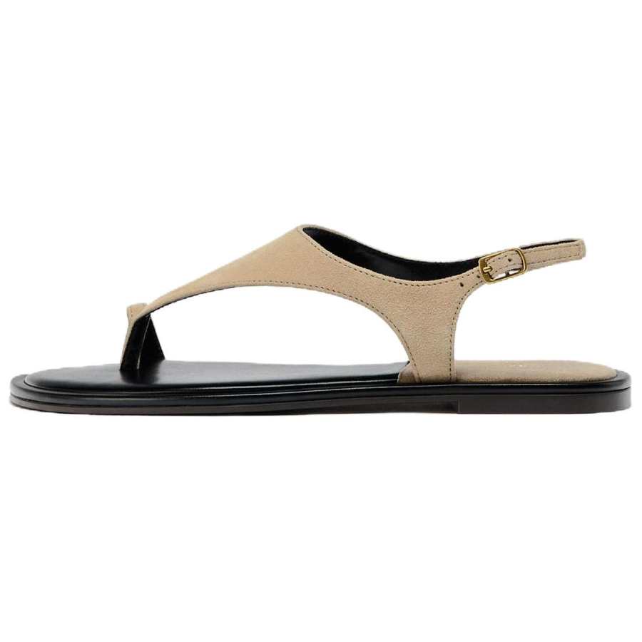 ZARA Sheepskin One Strap Sandals Women's Taupe