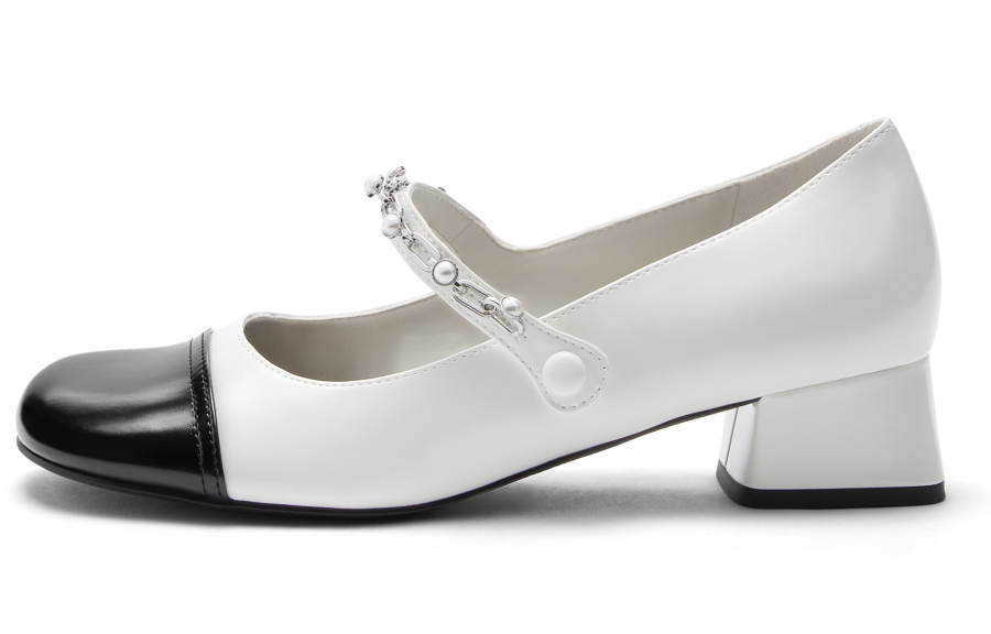 CHARLES&KEITH Small Ck Pu Chunky Heel Mary Jane Shoes 3.6cm Women's