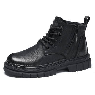 •QUNLANGSHIJIA Short Combat Boots Men's Black