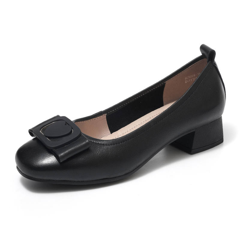 XINNUO Cow Leather Chunky Heel High Heels Women's