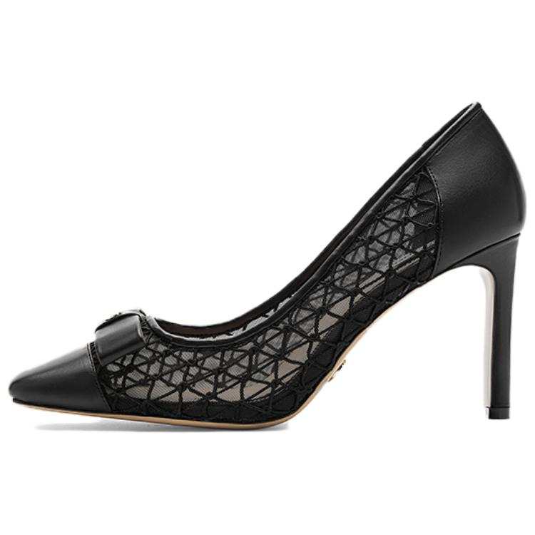 NINE WEST Cow Leather Chunky Heel High Heels 8.5cm Women's