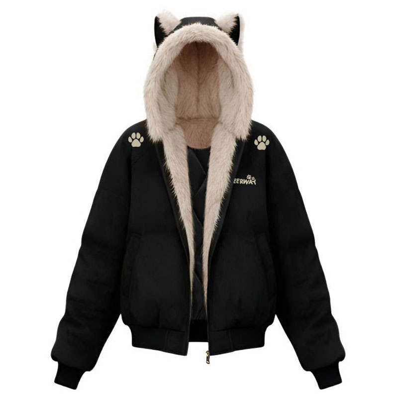 DEERWAY Puffer Jackets Unisex Black Hooded Moderate Puffer Jacket